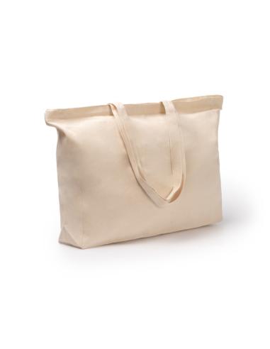 Bolsa de tela Las Indias de algodón 230g/m2 con fuelle, cierre cremallera y bolsillo interior PERSONALIZABLE