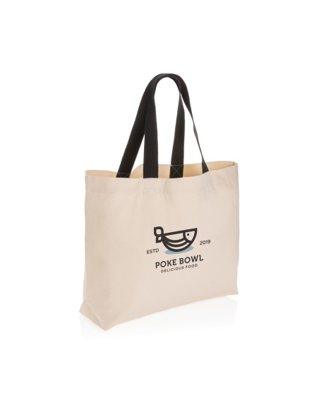Bolsa de tela Ndjamena lona reciclada 240g/m2 natur asas negras PERSONALIZABLE