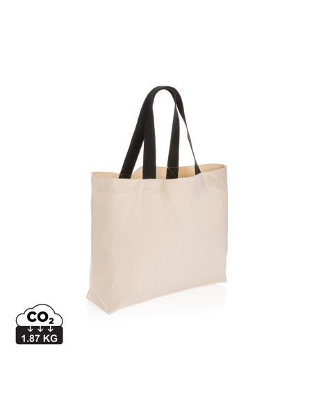 Bolsa de tela Ndjamena lona reciclada 240g/m2 natur asas negras PERSONALIZABLE