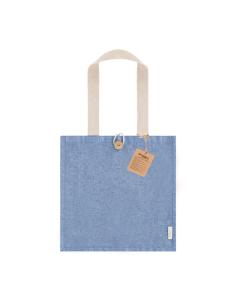 Bolsa de tela Navacerrada algodón reciclado y RPET 300g/m2 con asas gruesas, botón y fuelle PERSONALIZABLE