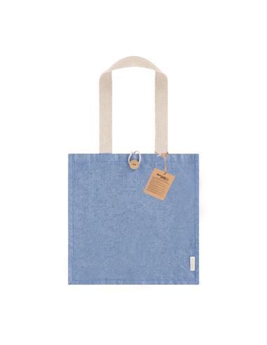 Bolsa de tela Navacerrada algodón reciclado y RPET 300g/m2 con asas gruesas, botón y fuelle PERSONALIZABLE