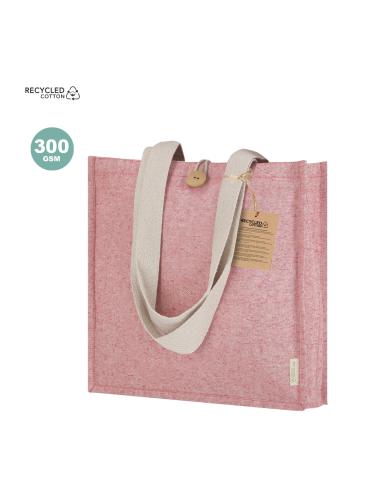 Bolsa de tela Navacerrada algodón reciclado y RPET 300g/m2 con asas gruesas, botón y fuelle PERSONALIZABLE