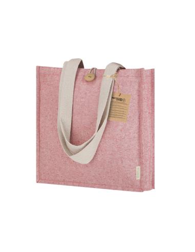 Bolsa de tela Navacerrada algodón reciclado y RPET 300g/m2 con asas gruesas, botón y fuelle PERSONALIZABLE