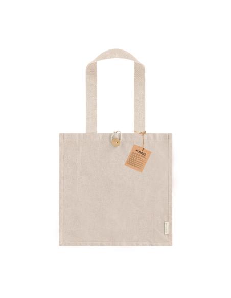 Bolsa de tela Navacerrada algodón reciclado y RPET 300g/m2 con asas gruesas, botón y fuelle PERSONALIZABLE