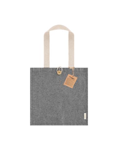 Bolsa de tela Navacerrada algodón reciclado y RPET 300g/m2 con asas gruesas, botón y fuelle PERSONALIZABLE