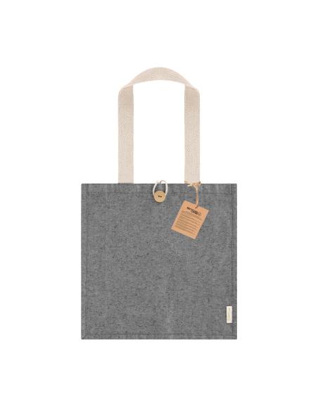 Bolsa de tela Navacerrada algodón reciclado y RPET 300g/m2 con asas gruesas, botón y fuelle PERSONALIZABLE
