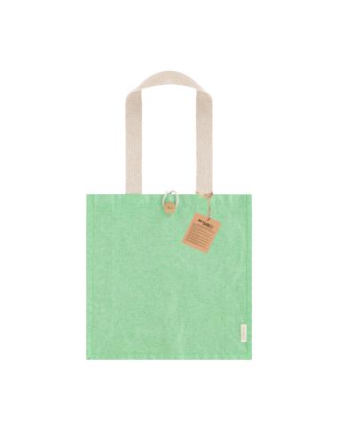Bolsa de tela Navacerrada algodón reciclado y RPET 300g/m2 con asas gruesas, botón y fuelle PERSONALIZABLE