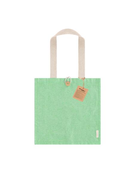 Bolsa de tela Navacerrada algodón reciclado y RPET 300g/m2 con asas gruesas, botón y fuelle PERSONALIZABLE