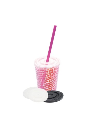 Tapa de PP reutilizable plana con orificio para vaso rígido Summerfest full color 330ml