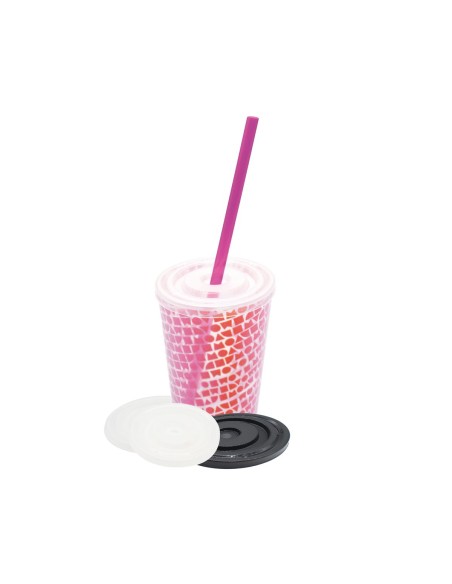 Tapa de PP reutilizable plana con orificio para vaso rígido Summerfest full color 330ml