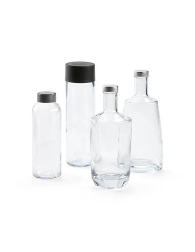 Botella de cristal Gastro Edition Rouen con tapón negro 750ml PERSONALIZABLE