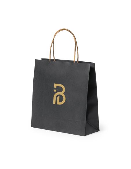 Bolsa de papel reciclado Fortis 100g/m2 pequeña color negro PERSONALIZABLE