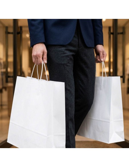 Bolsa de papel Etna 100g/m2 grande y ancha color blanco PERSONALIZABLE