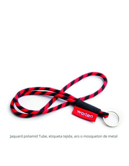 Lanyard tubular configurable con elástico y etiqueta PERSONALIZABLE