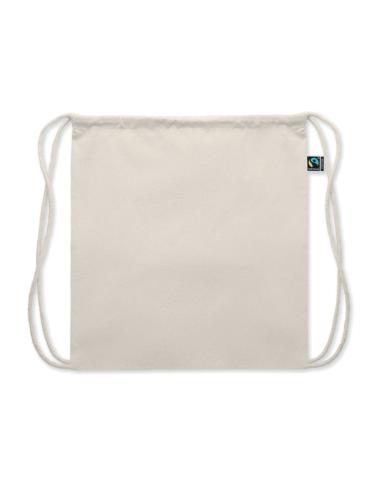 Bolsa de tela Santiago algodón Fairtrade con cuerdas 180g/m2 natur PERSONALIZABLE