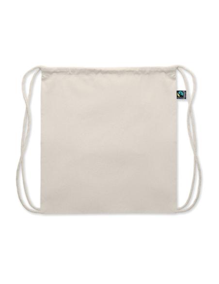 Bolsa de tela Santiago algodón Fairtrade con cuerdas 180g/m2 natur PERSONALIZABLE