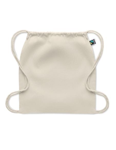 Bolsa de tela Santiago algodón Fairtrade con cuerdas 180g/m2 natur PERSONALIZABLE