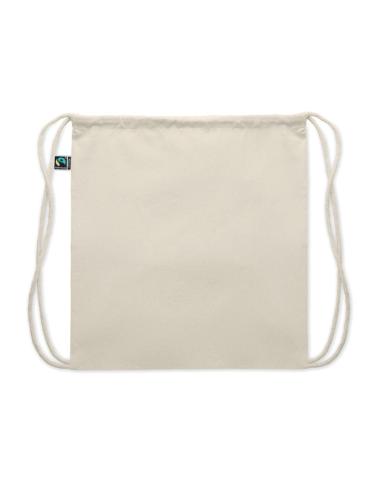 Bolsa de tela Santiago algodón Fairtrade con cuerdas 180g/m2 natur PERSONALIZABLE