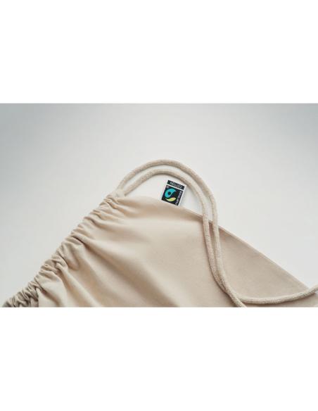 Bolsa de tela Santiago algodón Fairtrade con cuerdas 180g/m2 natur PERSONALIZABLE