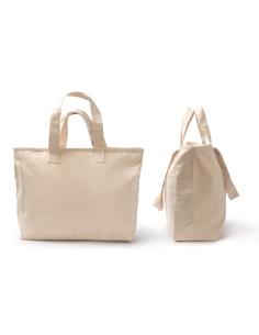 Bolsa de tela Las Playitas algodón reciclado 420g/m2 con fuelle, cierre de cremallera, doble asa y dos bolsillos PERSONALIZABLE 2