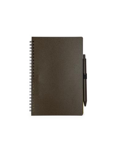 Libreta A5 de fibra de café Alanna con bolígrafo PERSONALIZABLE