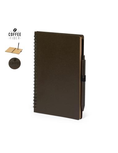 Libreta A5 de fibra de café Alanna con bolígrafo PERSONALIZABLE