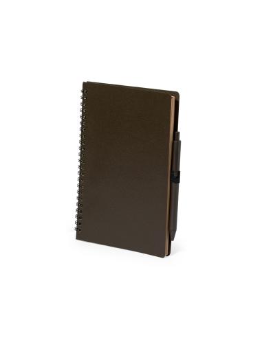 Libreta A5 de fibra de café Alanna con bolígrafo PERSONALIZABLE