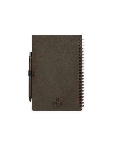 Libreta A5 de fibra de café Alanna con bolígrafo PERSONALIZABLE