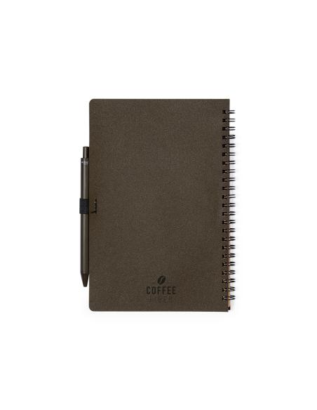 Libreta A5 de fibra de café Alanna con bolígrafo PERSONALIZABLE