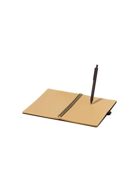 Libreta A5 de fibra de café Alanna con bolígrafo PERSONALIZABLE