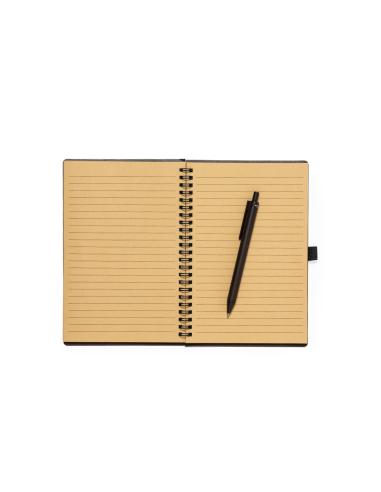 Libreta A5 de fibra de café Alanna con bolígrafo PERSONALIZABLE