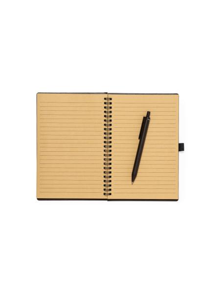 Libreta A5 de fibra de café Alanna con bolígrafo PERSONALIZABLE