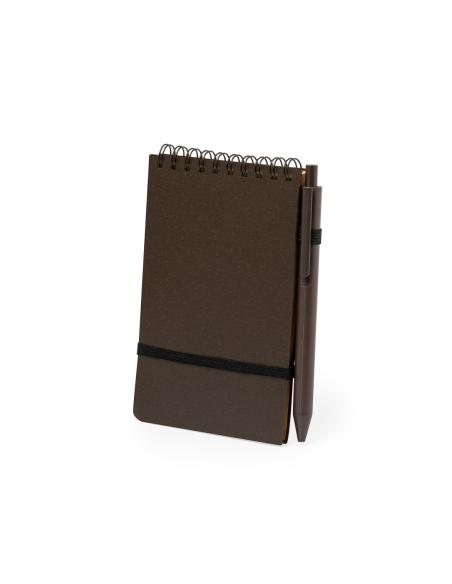 Libreta de bolsillo Pacam fibra de café con bolígrafo PERSONALIZABLE