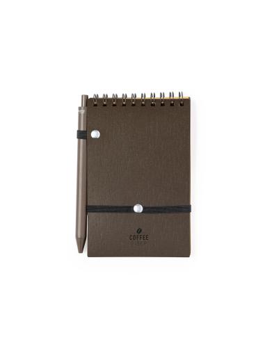 Libreta de bolsillo Pacam fibra de café con bolígrafo PERSONALIZABLE