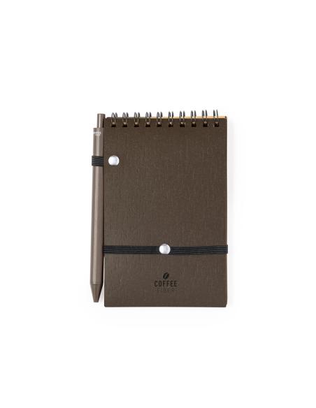 Libreta de bolsillo Pacam fibra de café con bolígrafo PERSONALIZABLE