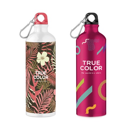 Botella agua de aluminio Bhopal con mosquetón sin BPA 750ml PERSONALIZABLE A MEDIDA