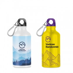 Botella agua de aluminio Buzet con mosquetón sin BPA 400ml PERSONALIZABLE A MEDIDA