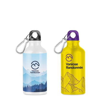 Botella agua de aluminio Buzet con mosquetón sin BPA 400ml PERSONALIZABLE A MEDIDA