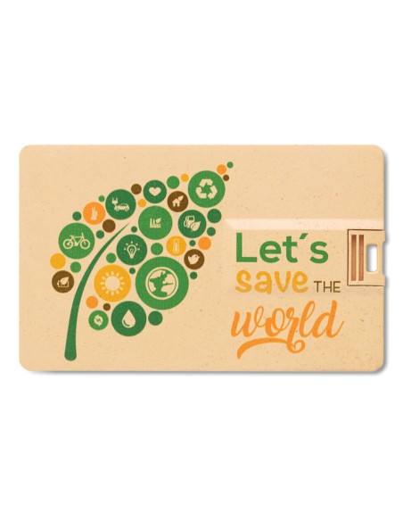 Memoria USB de caña de trigo Halle en forma de tarjeta PERSONALIZABLE