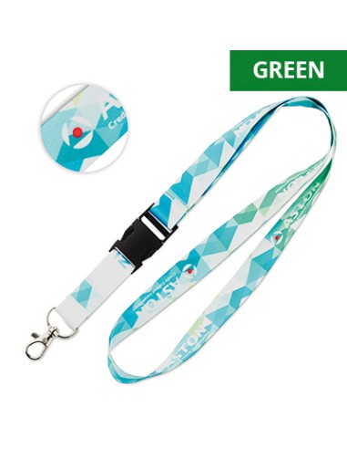 Lanyard de RPET Slatina especial sublimación con mosquetón metálico y hebilla clic-clac PERSONALIZABLE