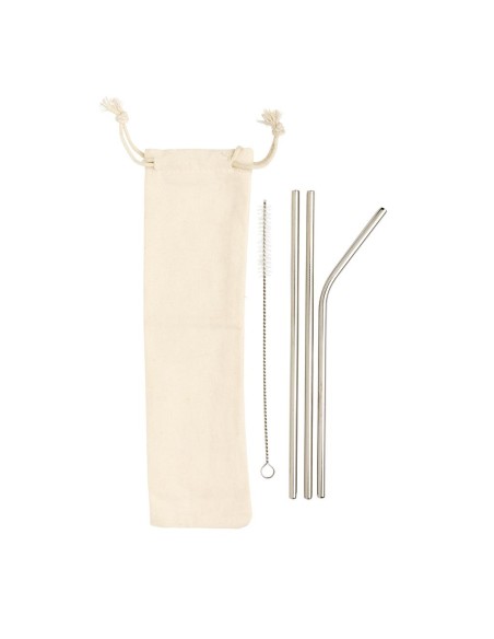 Set de 3 pajitas reutilizables de acero inoxidable Melilla PERSONALIZABLE