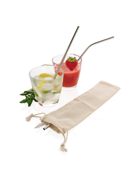 Set de 3 pajitas reutilizables de acero inoxidable Melilla PERSONALIZABLE