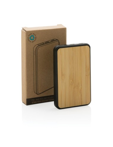 Powerbank Dortmund 5000mAh con carcasa de bambú y ABS reciclado PERSONALIZABLE