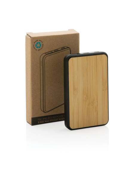 Powerbank Dortmund 5000mAh con carcasa de bambú y ABS reciclado PERSONALIZABLE