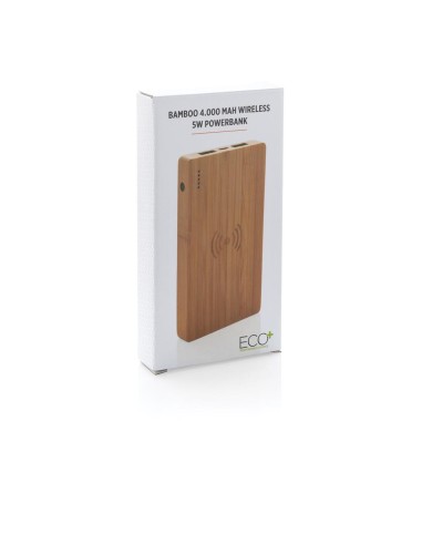 Powerbank inalámbrico Copenhagen 4000mAh 5W con carcasa de bambú PERSONALIZABLE