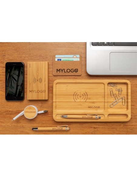 Powerbank inalámbrico Copenhagen 4000mAh 5W con carcasa de bambú PERSONALIZABLE