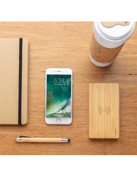 Powerbank inalámbrico Copenhagen 4000mAh 5W con carcasa de bambú PERSONALIZABLE