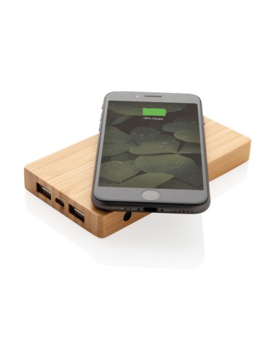 Powerbank inalámbrico Copenhagen 4000mAh 5W con carcasa de bambú PERSONALIZABLE