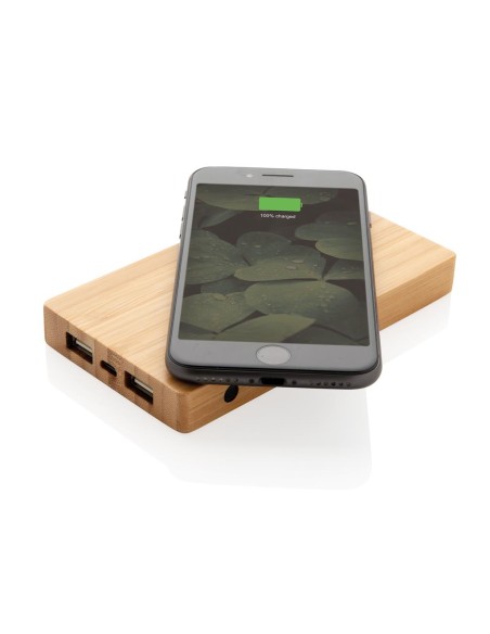 Powerbank inalámbrico Copenhagen 4000mAh 5W con carcasa de bambú PERSONALIZABLE