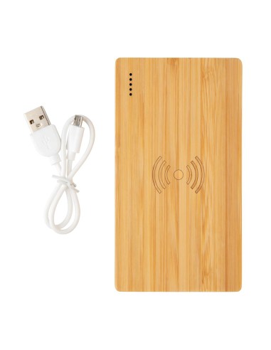 Powerbank inalámbrico Copenhagen 4000mAh 5W con carcasa de bambú PERSONALIZABLE
